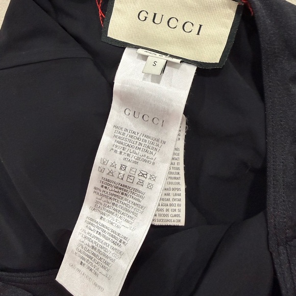 Gucci Black One-Piece Swimsuit with Neon Green Logo and Red-Green Stripe - Picture 9 of 11